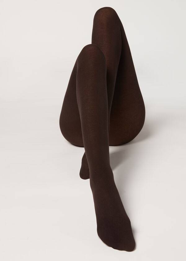 coffee womens calzedonia opaque 150 denier in eco cotton tight